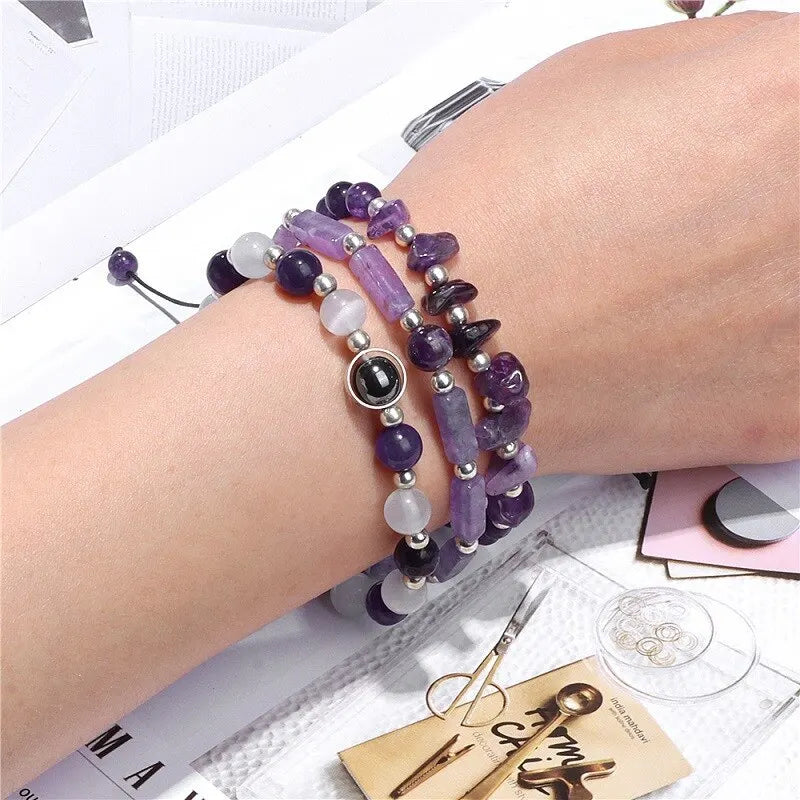 Body-Purifying Amethyst Bracelet for Weight Loss 3pcs/Set