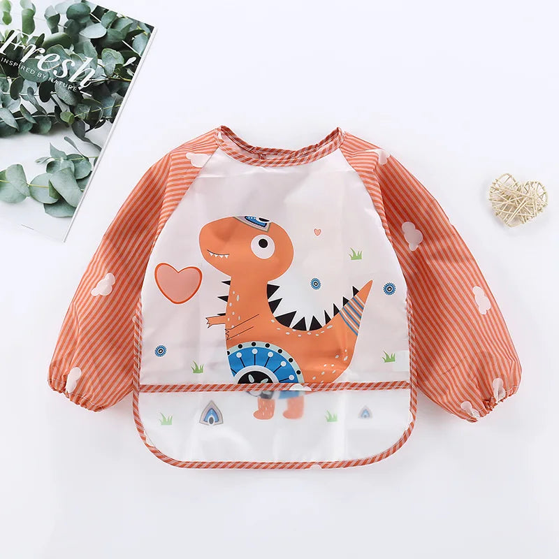 Cute Waterproof Long Sleeves Apron With Colorful Cartoon