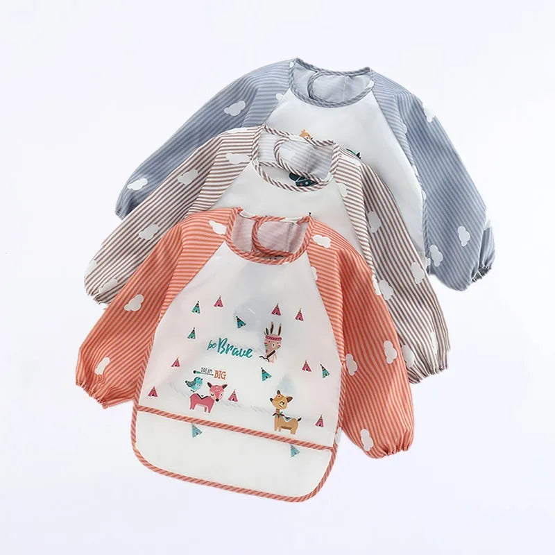 Cute Waterproof Long Sleeves Apron With Colorful Cartoon