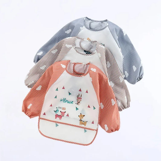 Cute Waterproof Long Sleeves Apron With Colorful Cartoon