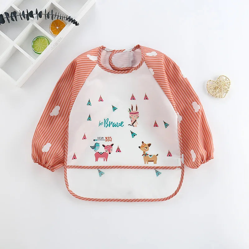 Cute Waterproof Long Sleeves Apron With Colorful Cartoon