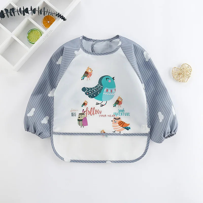 Cute Waterproof Long Sleeves Apron With Colorful Cartoon