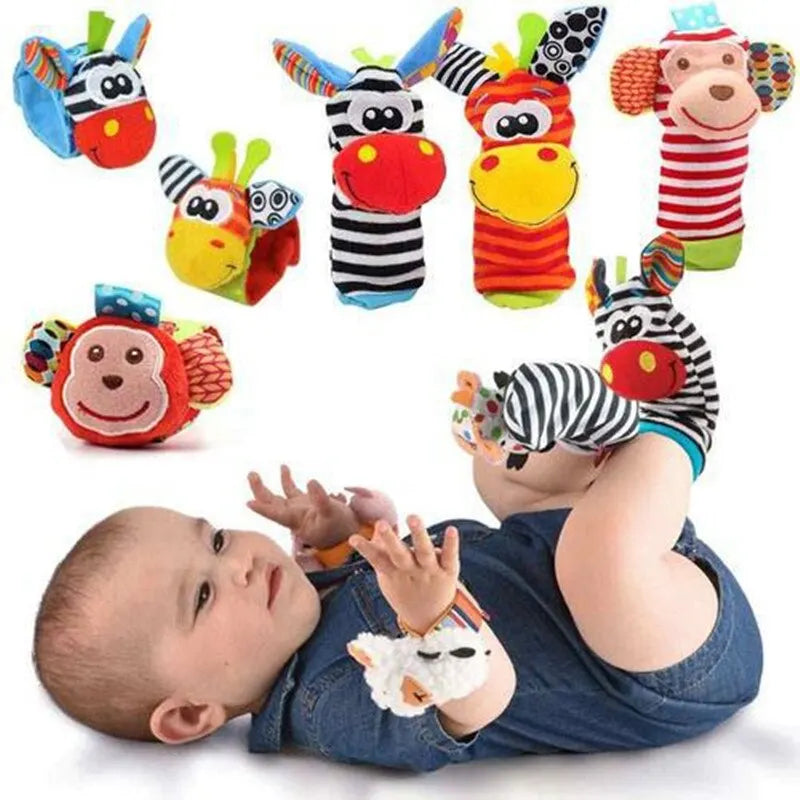 Baby Rattles Toys Socks/Wrist Strap - Animals