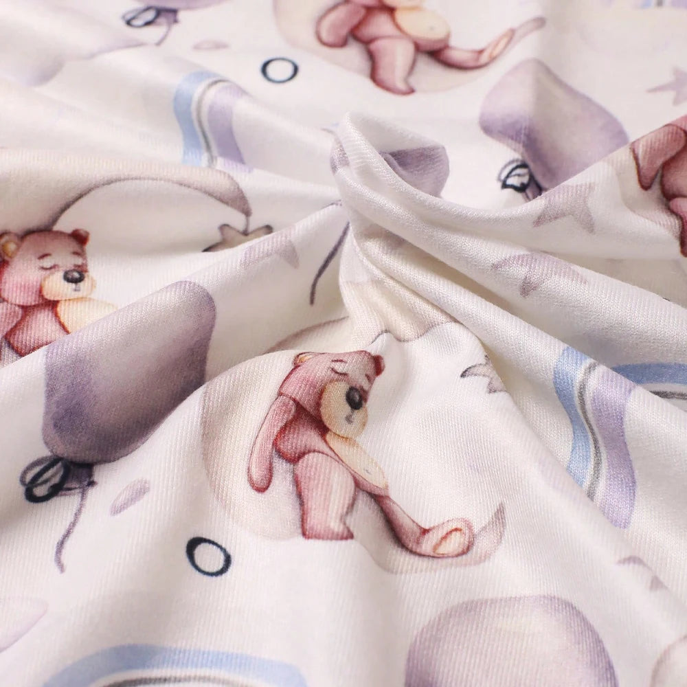 Bear Print Newborn Wrap Blankets Matching With Hats